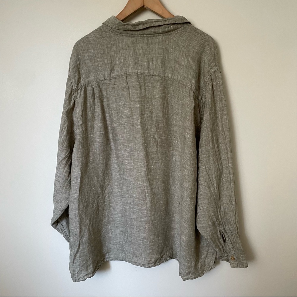 Joe Fresh 100% Linen Button Down Shirt Heathered Green Grey Size 3X - Picture 2 of 6
